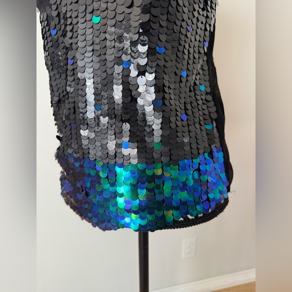 Vintage Y2K Disc Sequin Ombré Asymmetrical McBling Girlhood Core Top - Picture 15 of 17